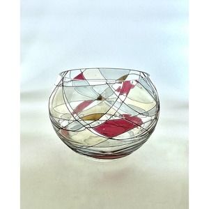 Retired Partylite Mosaic Calypso Glass Votive Holder Rose Bowl